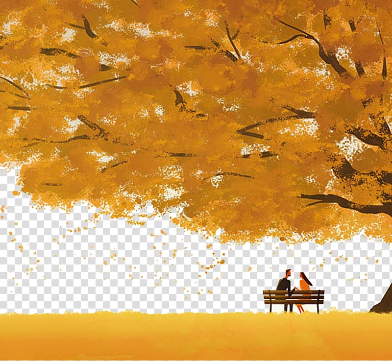 Autumn Illustration, Romantic autumn lovers illustration transparent background PNG clipart