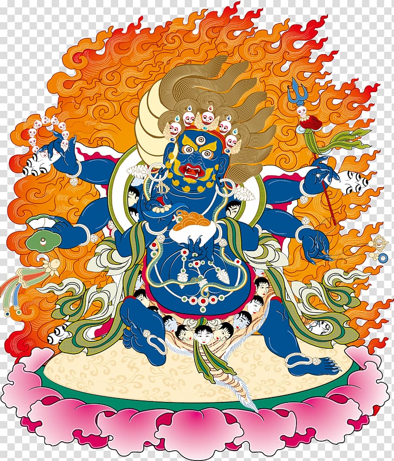 Yamantaka Wisdom King Marici Thangka, Tibetan Buddhism figure Weide King Kong transparent background PNG clipart