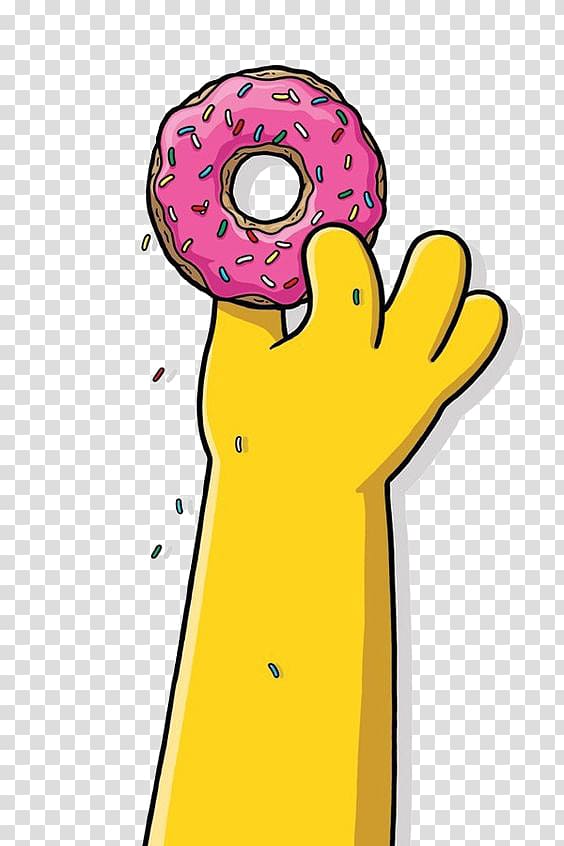 person holding donut, Homer Simpson Doughnut Bart Simpson Lisa Simpson Ned Flanders, Cartoon donut transparent background PNG clipart