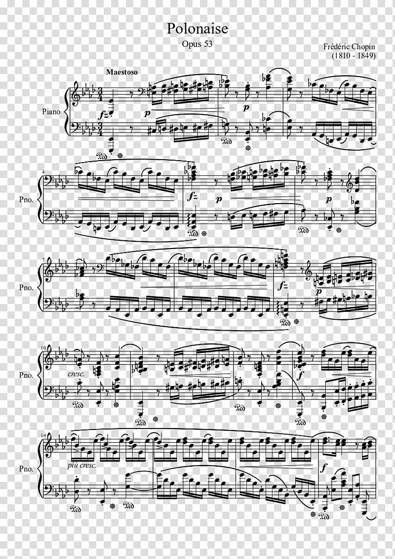 Polonaise in A-flat major, Op. 53 Polonaises Op. 40 Sheet Music, sheet music transparent background PNG clipart