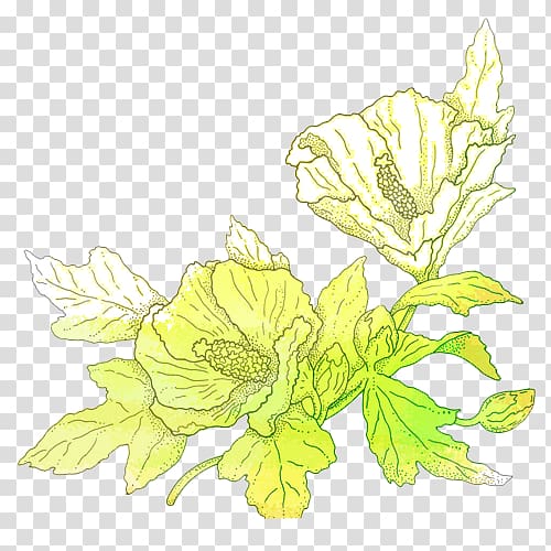 Floral design, Yellow hand-painted trumpet transparent background PNG clipart
