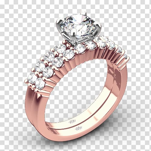 Wedding ring Engagement ring Diamond, rose gold bridal sets transparent background PNG clipart