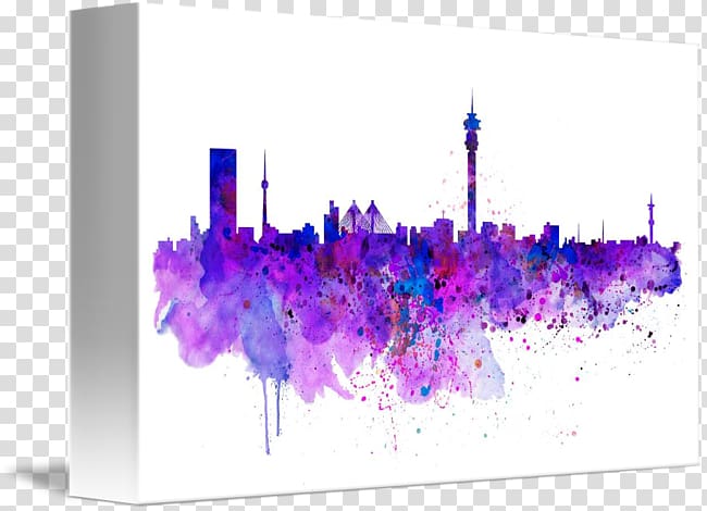Johannesburg Skyline Watercolor painting Art Black and white, city transparent background PNG clipart
