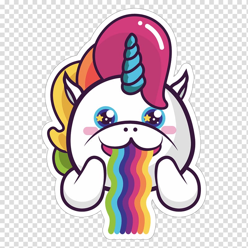 White And Multicolored Unicorn Head Art Sticker Unicorn Computer