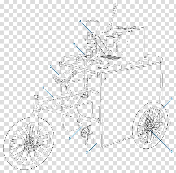 Coffee Street food Cafe Espresso Bicycle, food cart transparent background PNG clipart