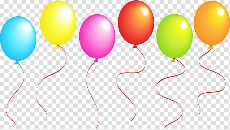 six assorted-color balloons art, Toy balloon Birthday Holiday , Globos transparent background PNG clipart