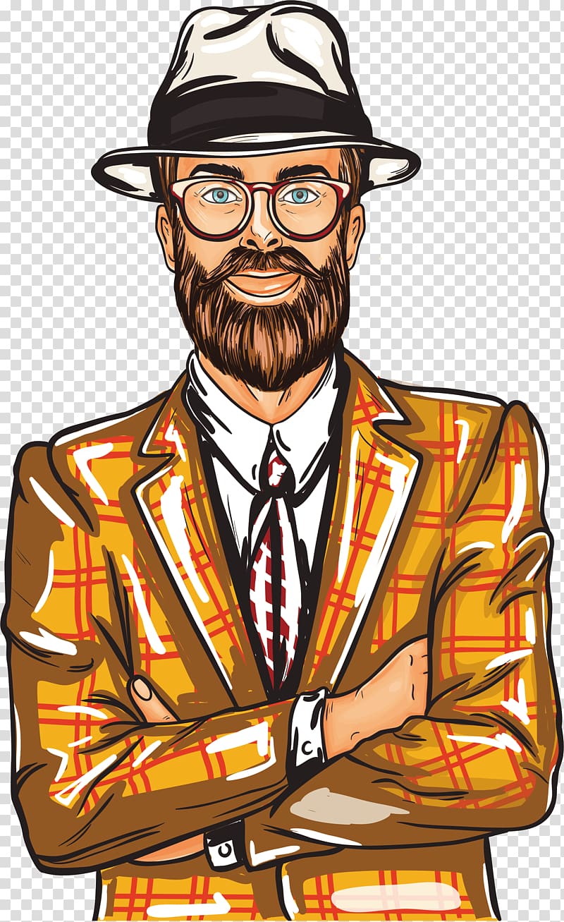 If(we) Beard , A man with yellow Plaid clothes transparent background PNG clipart