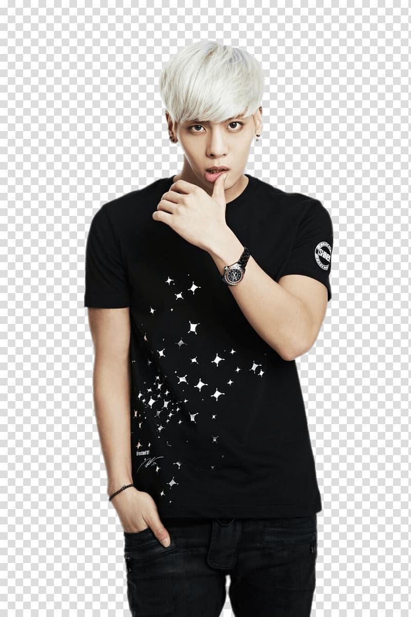 men wearing black crew-neck t-shirt holding his mouth illustration, Kim Jong Hyun Star T Shirt transparent background PNG clipart