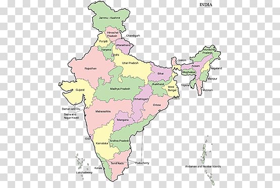 States and territories of India Blank map Union territory, India transparent background PNG clipart