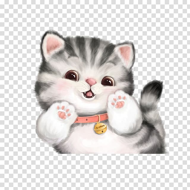 hand painted cute cat transparent background PNG clipart
