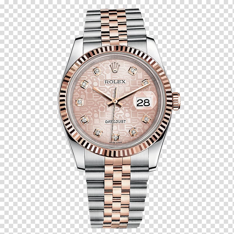 Rolex Datejust Watch Bezel Diamond Source NYC, Pink Rolex watch male watch transparent background PNG clipart