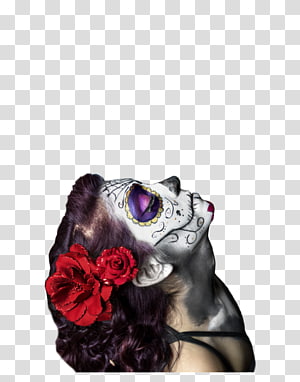 Pink M Headgear Skull, sugar skull transparent background PNG clipart thumbnail