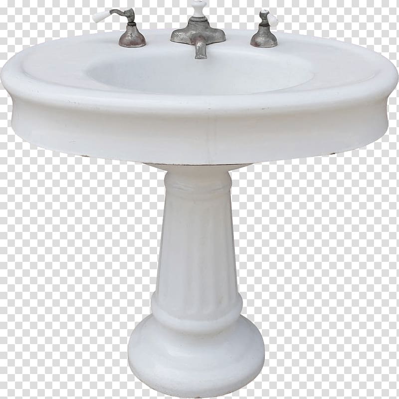 white ceramic pedestal sink and gray faucet, Vintage Sink transparent background PNG clipart