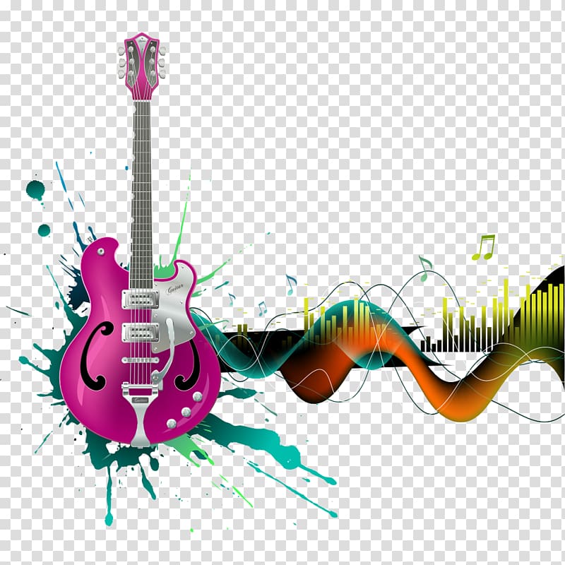 purple guitar illustration, Electric guitar Music Illustration, guitar transparent background PNG clipart
