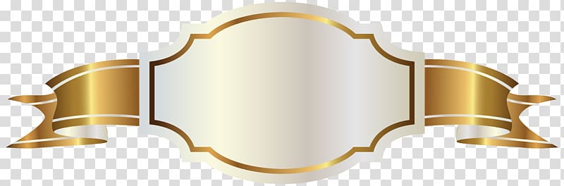 gold-colored ribbon template, Golden Banner With White Label transparent background PNG clipart