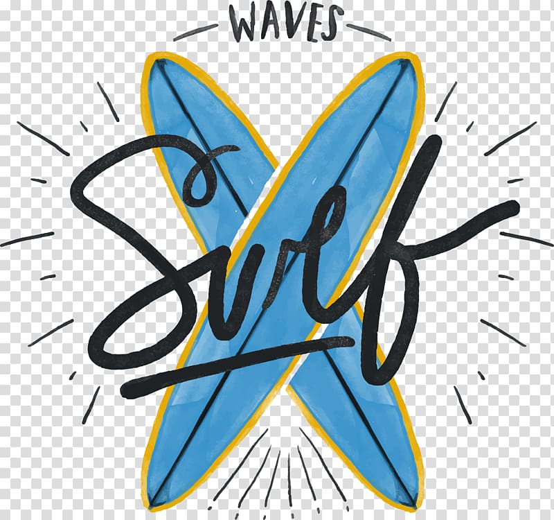 Waves Surf logo, T-shirt Surfing Surf spot Bib Surfboard, hand-painted surfing transparent background PNG clipart