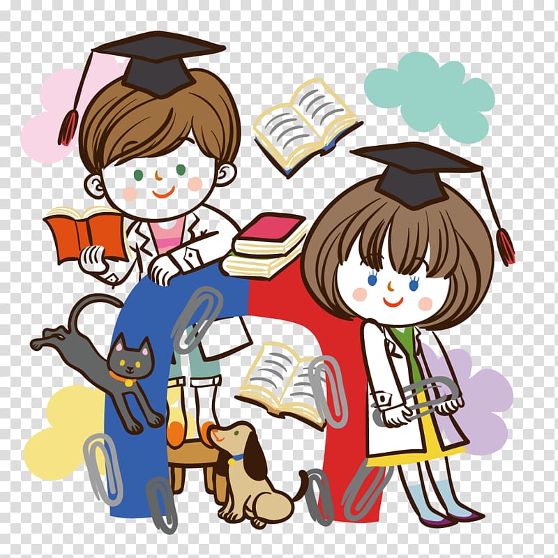 Cartoon Estudante Child Illustration, Reading cartoon men and women transparent background PNG clipart