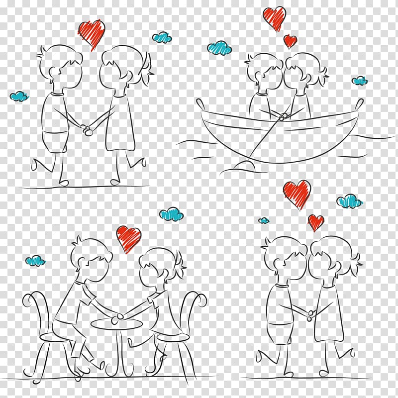 boy and girl collage, Drawing couple Stick figure Sketch, Romantic Couple sketch transparent background PNG clipart