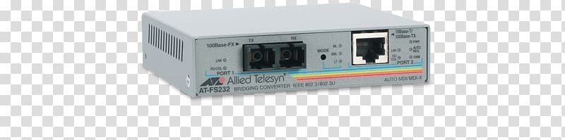 Allied Telesis AT FS232/2 Fibre media converter, RJ-45 / SC single-mode Fiber media converter Single-mode optical fiber, others transparent background PNG clipart