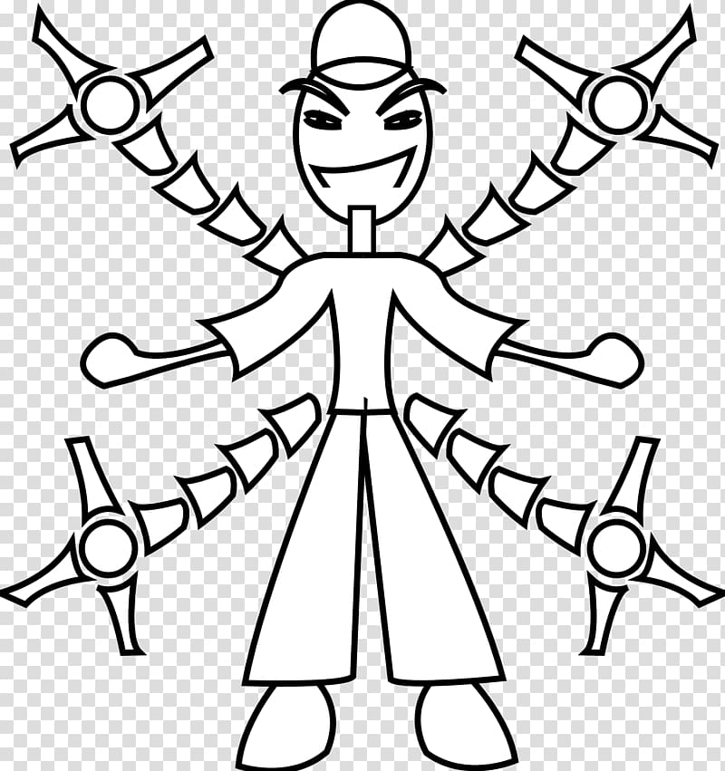 Black and white Line art Robot , White Arm transparent background PNG clipart