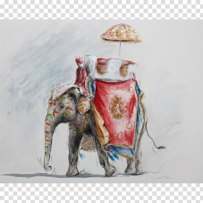 Watercolor painting Indian elephant Big five game, painting transparent background PNG clipart