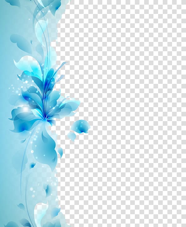 teal petaled flower sticker, Blue flower Blue flower , Blue hand-painted decorative flower transparent background PNG clipart