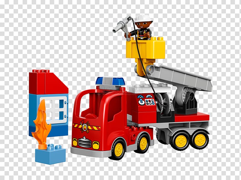 Lego Duplo Toy Lego minifigure Fire engine, fire truck transparent background PNG clipart