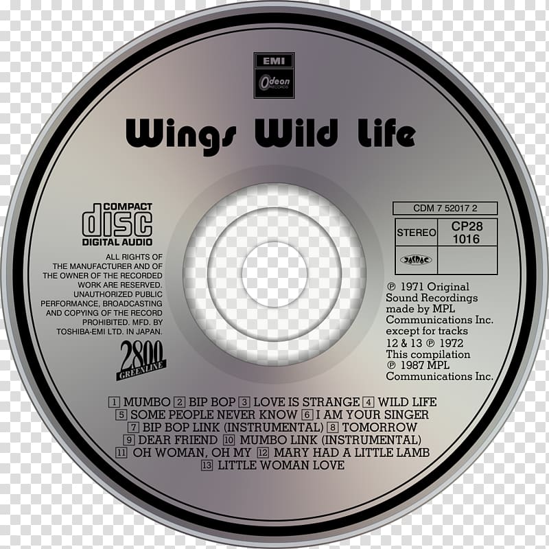 Compact disc Wild Life Paul McCartney and Wings, design transparent background PNG clipart