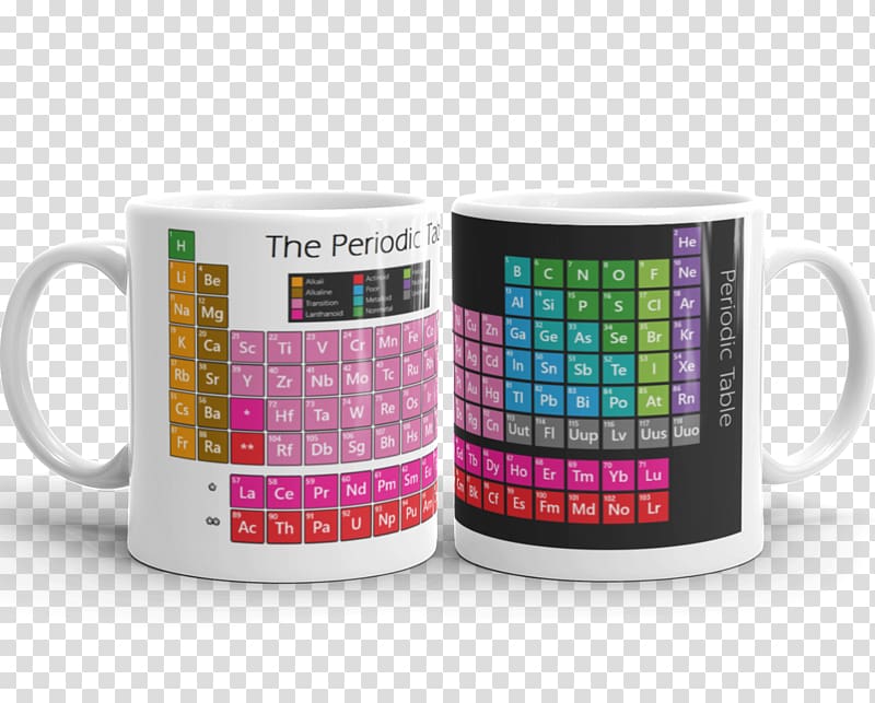Periodic Table of the Elements Mug Chemistry Student Teacher Gift Cup Gift Retro Coffee cup Dishwasher, mug transparent background PNG clipart