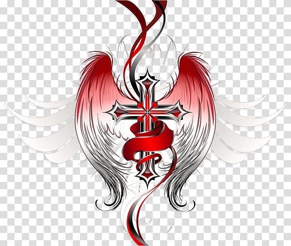 clipart cross with wings