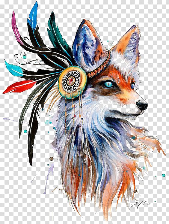 Fox Drawing Art Painting, fox, orange and white fox illustration transparent background PNG clipart