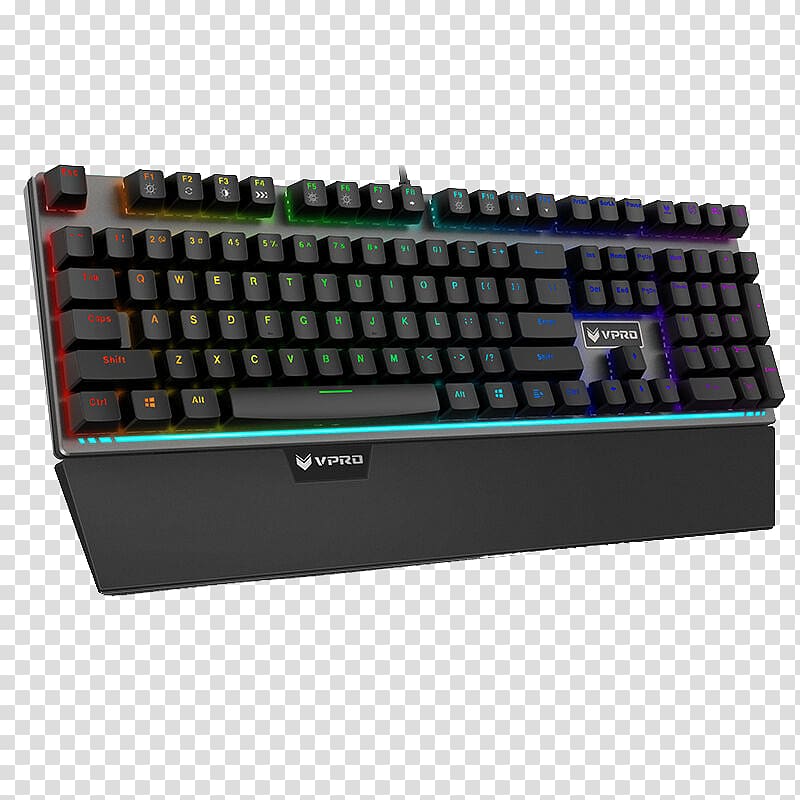 Computer keyboard Computer mouse Gaming keypad Backlight Rapoo, Black physical keyboard transparent background PNG clipart
