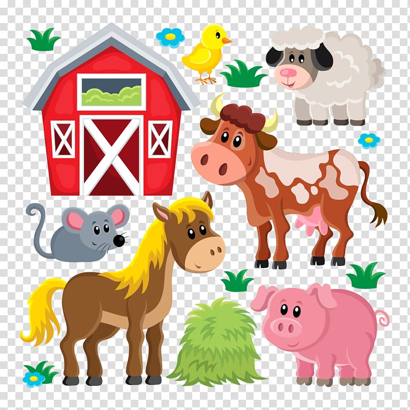 Domestic pig Live Sheep Farm , farm animals, illustration