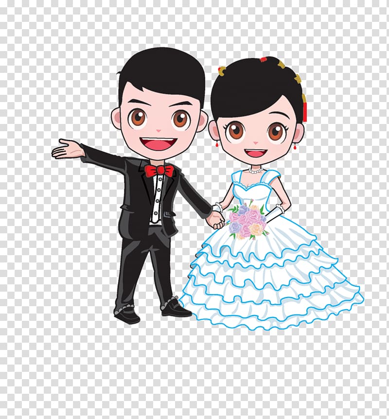 Wedding invitation Bridegroom Cartoon, bride transparent background PNG clipart