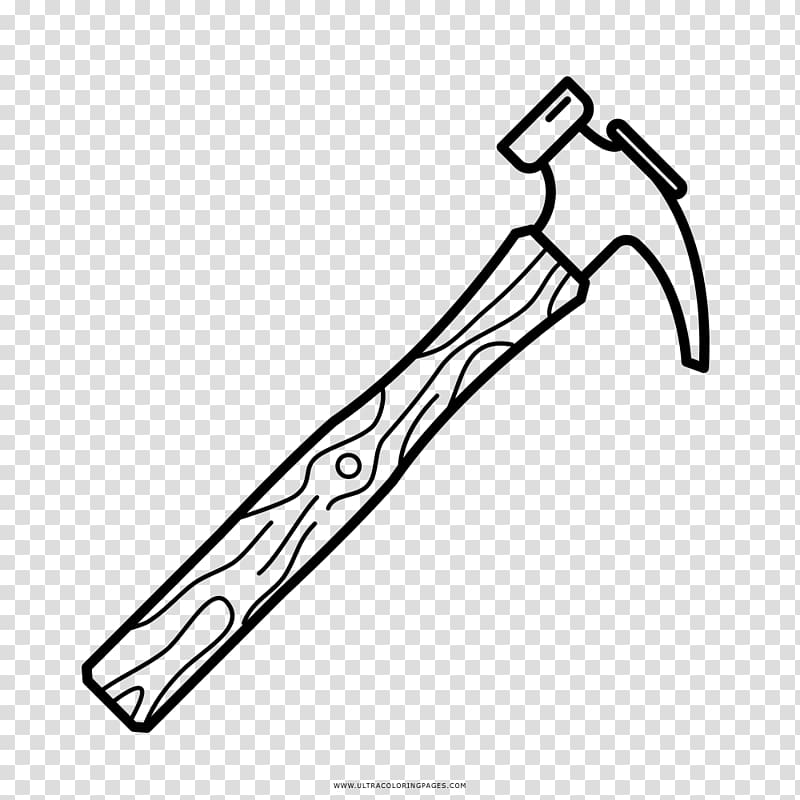 Coloring book Drawing Hammer Black and white Ausmalbild, hammer transparent background PNG clipart