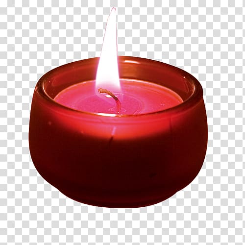 lighted tealight candle on red glass holder, Light Candlestick chart, Candle Light transparent background PNG clipart