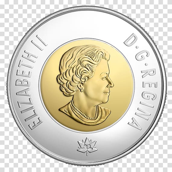 150th anniversary of Canada Toonie Loonie Coin, Uncirculated Coin transparent background PNG clipart