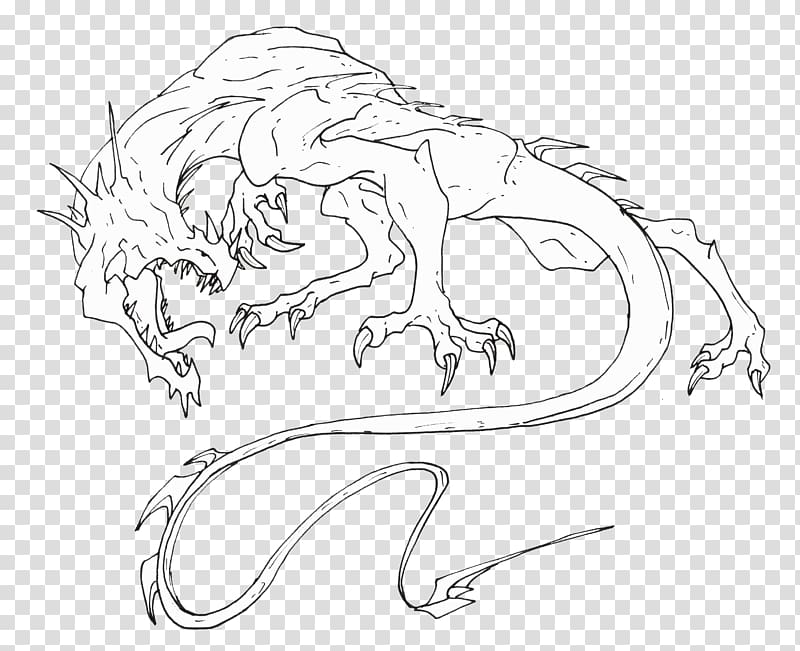 Line art Drawing Dragon Sketch, dragon transparent background PNG clipart