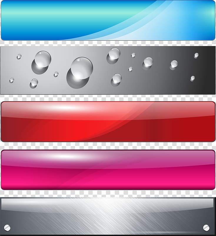 five assorted-color framed , Web banner Button, crystal button transparent background PNG clipart