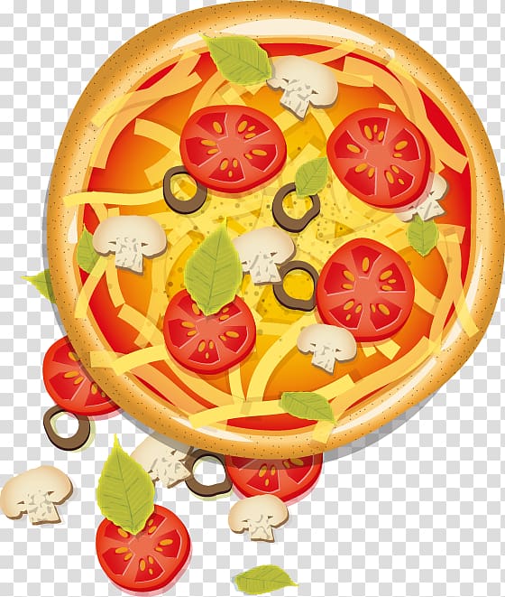 Pizza Vegetable Chef, Hand-painted vegetable pizza circular pattern transparent background PNG clipart