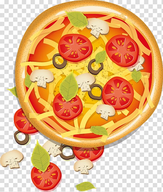 Pizza Vegetable Chef, Hand-painted vegetable pizza circular pattern ...