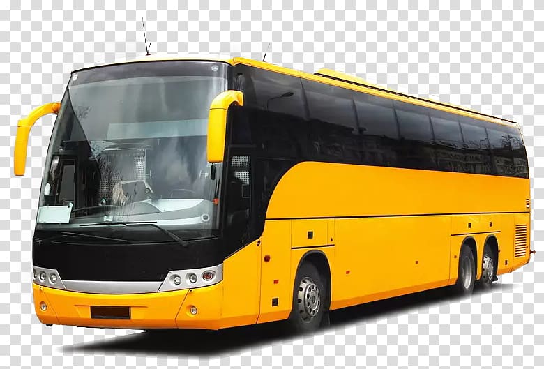 yellow and black bus, Tour bus service Package tour Coach Sleeper bus, Tourist bus transparent background PNG clipart