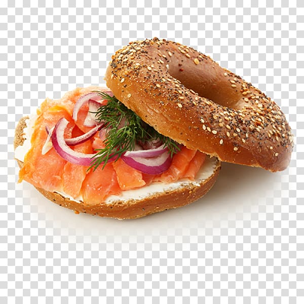 Bagel Smoked salmon Lox Breakfast sandwich, bagel transparent background PNG clipart