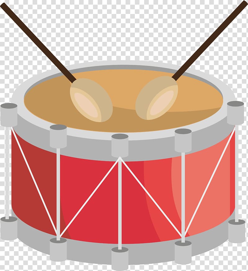 Drums Cartoon, Red cartoon jazz drums transparent background PNG clipart