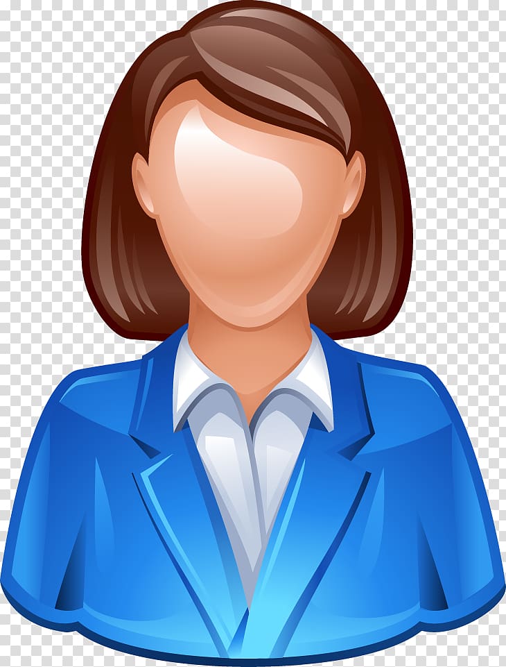 woman wearing blue suit cector, Avatar Icon, 3D character icon material transparent background PNG clipart
