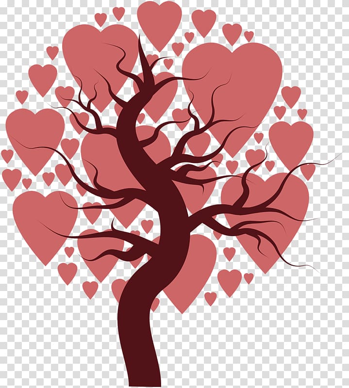 Tree Drawing, Cartoon Creative pink heart-shaped tree transparent background PNG clipart