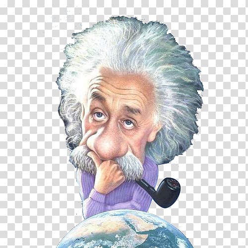 Albert Einstein caricature, Theory of relativity General relativity Speed of light Special relativity Spacetime, Cartoon thinking Diao smoke Einstein transparent background PNG clipart