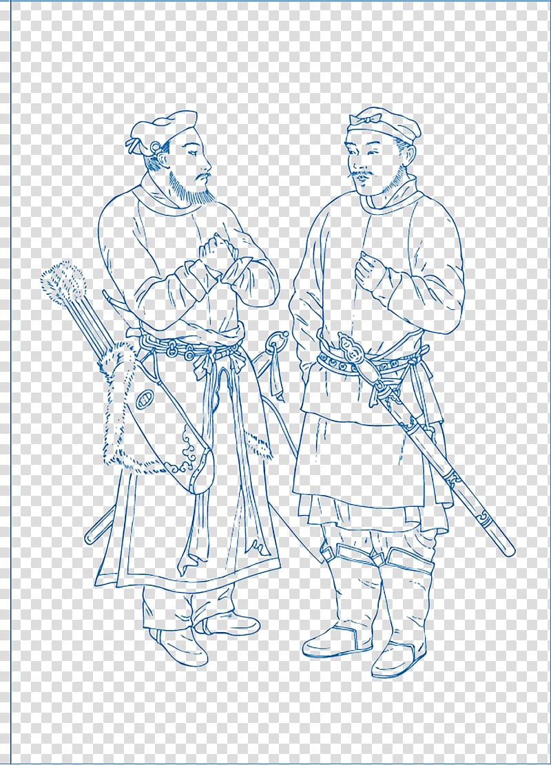 China Song dynasty Tang dynasty Jin dynasty Chinese Fashions, Hand-drawn line warrior transparent background PNG clipart