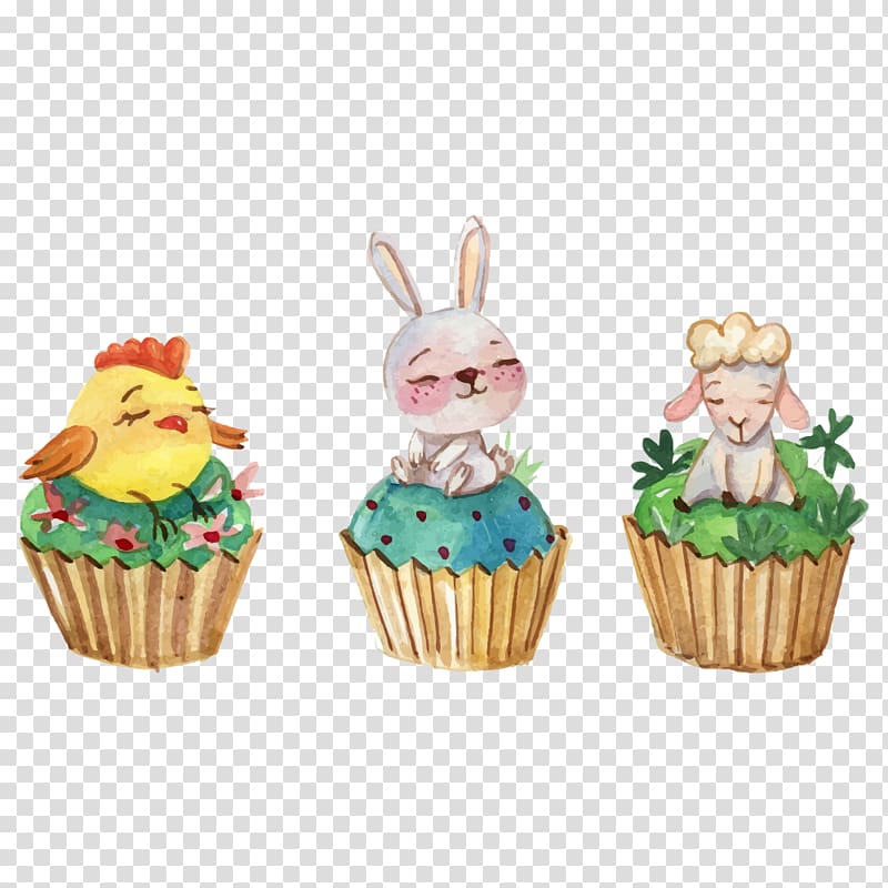 Easter Bunny Easter cake Cupcake Watercolor painting, Creative Cakes transparent background PNG clipart