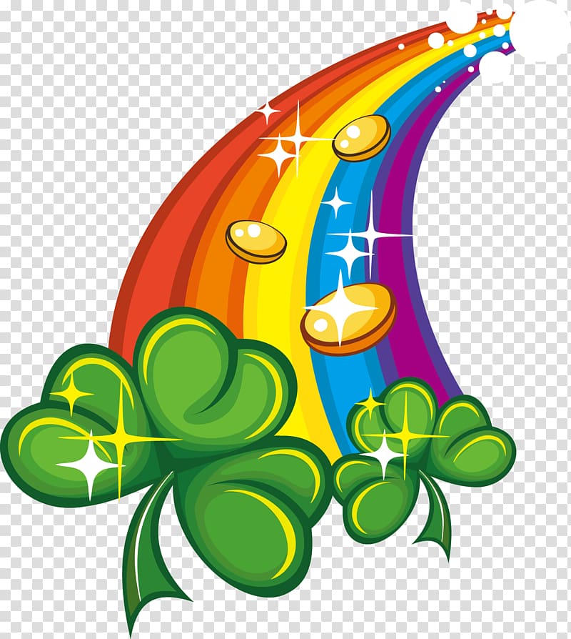 Saint Patricks Day Irish people Symbol , Rainbow grass nature elements transparent background PNG clipart